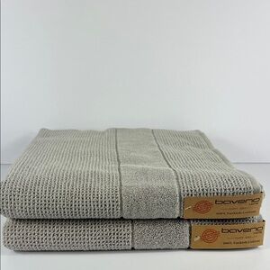 2 Pc Baveno Home Bath Towel Set Taupe Waffle Design 100% Turkish Cotton NEW